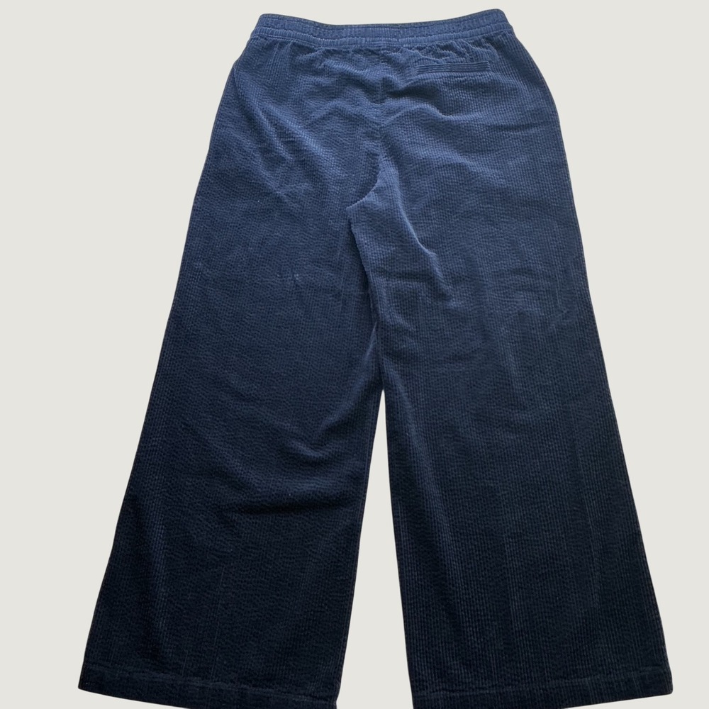 Marine Layer Navy Blue Corduroy Wide Leg Elastic Waist Pants Women Large - Picture 3 of 6